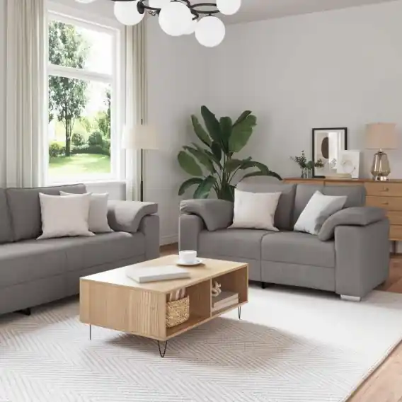 Sofa 3 pcs Ciemnoszary 219 x 80 x 82 cm Tkanina lniana Lumarko! - Hurtownia wielobranżowa Lumarko Zniżka