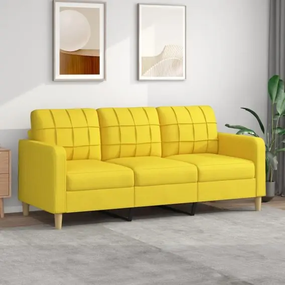 Sofa 3-osobowa, jasnożółta, 180 cm, tapicerowana tkaniną Lumarko! - Hurtownia wielobranżowa Lumarko Ostatnia szansa