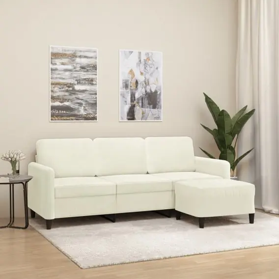 Bezpieczna płatność Sofa 3-osobowa, kremowa, 180 cm, tapicerowana aksamit Lumarko! - Hurtownia wielobranżowa Lumarko