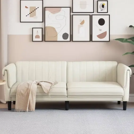 Bezpieczne zakupy Sofa 3-osobowa, kremowa, tapicerowana aksamitem Lumarko! Lumarko! - Hurtownia wielobranżowa Lumarko