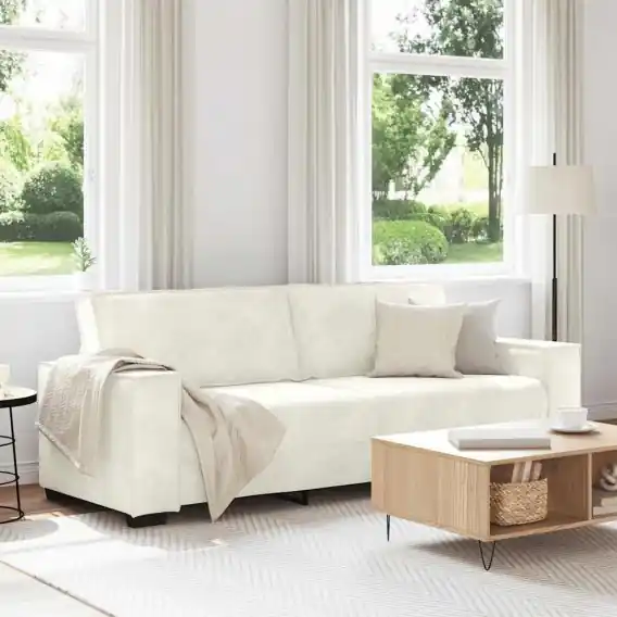 Ostatnie sztuki Sofa 3-osobowa, kremowy, 180 cm, tapicerowana aksamitem Lumarko! - Hurtownia wielobranżowa Lumarko