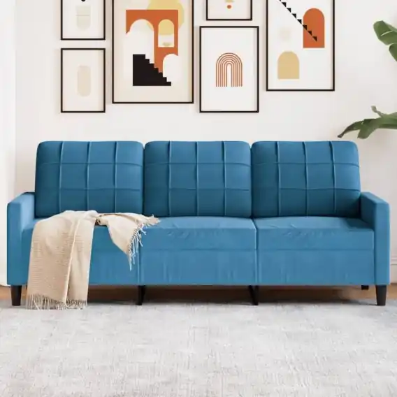 Tylko dziś Sofa 3-osobowa, niebieski, 180 cm, tapicerowana aksamitem Lumarko! Lumarko! - Hurtownia wielobranżowa Lumarko