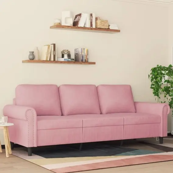 Sofa 3-osobowa, różowa, 180 cm, obita aksamitem Lumarko! Lumarko! - Hurtownia wielobranżowa Lumarko Zamów dziś