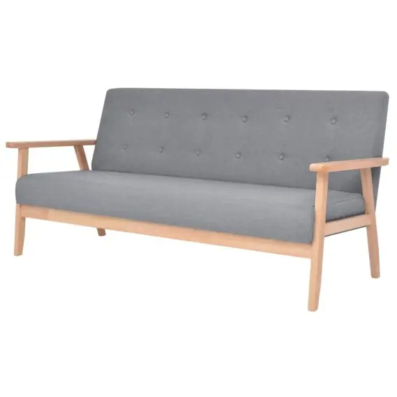 Sofa 3-osobowa, tapicerowana tkaniną, jasnoszara Lumarko! - Hurtownia wielobranżowa Lumarko Cena promocyjna