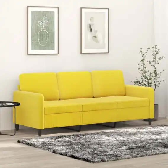 Zamów teraz Sofa 3-osobowa, żółty, 180 cm, tapicerowana aksamitem Lumarko! - Hurtownia wielobranżowa Lumarko