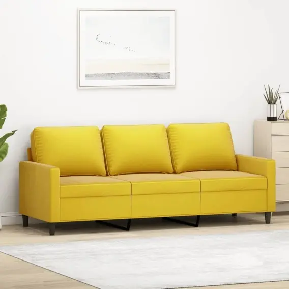 Hit cenowy Sofa 3-osobowa, żółty, 180 cm, tapicerowana aksamitem Lumarko! - Hurtownia wielobranżowa Lumarko