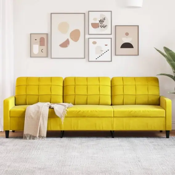 Sofa 3-osobowa, żółty, 210 cm, tapicerowana aksamitem Lumarko! Lumarko! - Hurtownia wielobranżowa Lumarko Ograniczona ilość
