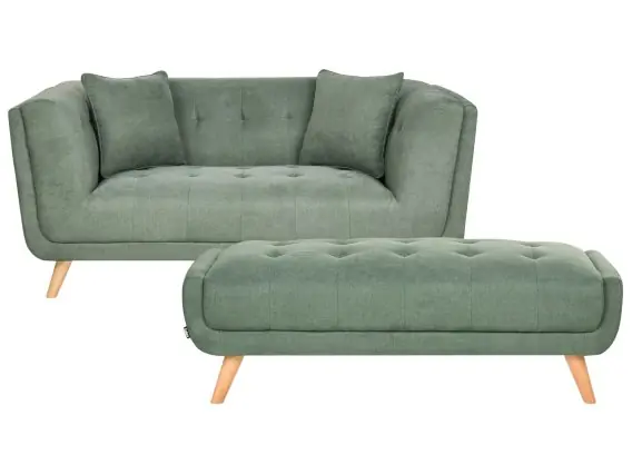 Sofa dla 2 osób HABO Zielony z otomaną - Hurtownia wielobranżowa Lumarko Ostatnia szansa