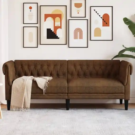Zniżka Sofa Chesterfield, trzyosobowa, brązowa, obita tkaniną Lumarko! Lumarko! - Hurtownia wielobranżowa Lumarko