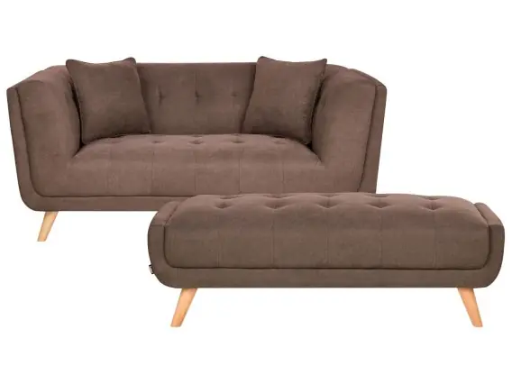 Sofa dla 2 osób HABO Ciemnobrązowy z otomaną - Hurtownia wielobranżowa Lumarko Super okazja
