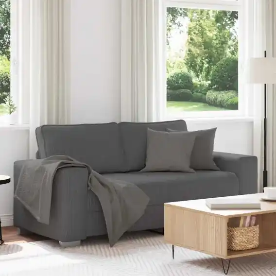 Sofa dwuosobowa Ciemnoszara 140 cm Tkanina sztruksowa Lumarko! - Hurtownia wielobranżowa Lumarko Zniżka