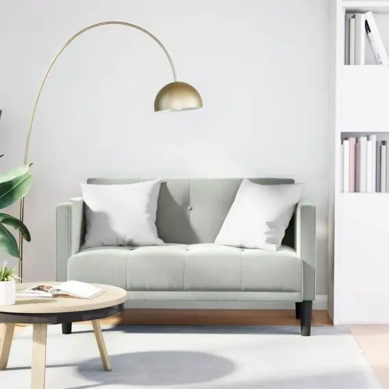 Sofa dwuosobowa Jasnoszara 111 cm Aksamit Lumarko! Lumarko! - Hurtownia wielobranżowa Lumarko Kup online