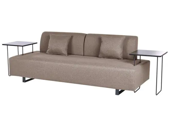 Dostępne od ręki Sofa dla 3 osób SOKNA Beżowoszary Tkanina Drewno Lumarko