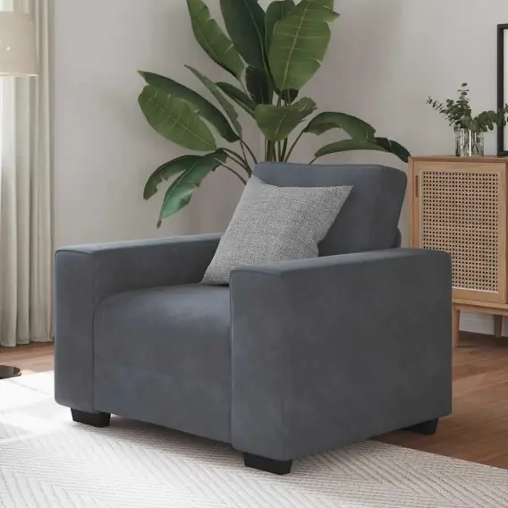 Sofa Fotel Ciemnoszary 60 cm Aksamit Lumarko! - Hurtownia wielobranżowa Lumarko Łatwy zwrot