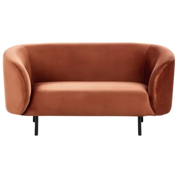 Sofa dwuosobowa welurowa pomarańczowa LOEN Lumarko Cena promocyjna