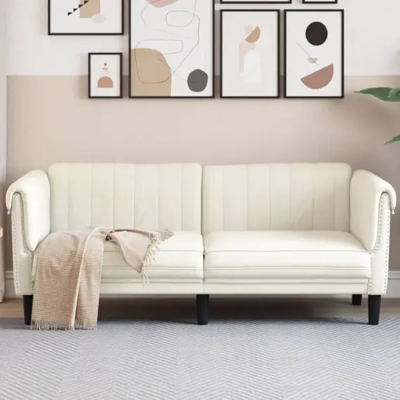 Sofa dwuosobowa, kremowa, aksamit Lumarko! Lumarko! - Hurtownia wielobranżowa Lumarko Bezpieczne zakupy