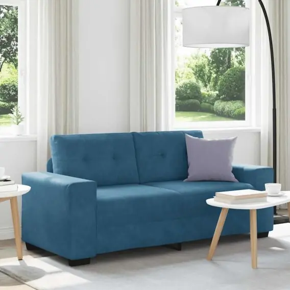 Sofa dwuosobowa, niebieska, 140 cm, aksamit Lumarko! Lumarko! - Hurtownia wielobranżowa Lumarko Łatwy zwrot