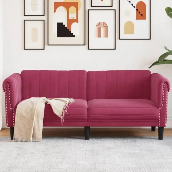 Tani Sofa dwuosobowa, winna czerwień, aksamit Lumarko! Lumarko! - Hurtownia wielobranżowa Lumarko