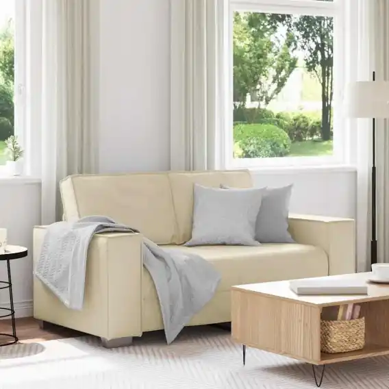 Nowość Sofa loveseat Kremowa 120 cm z sztucznej skóry Lumarko! - Hurtownia wielobranżowa Lumarko