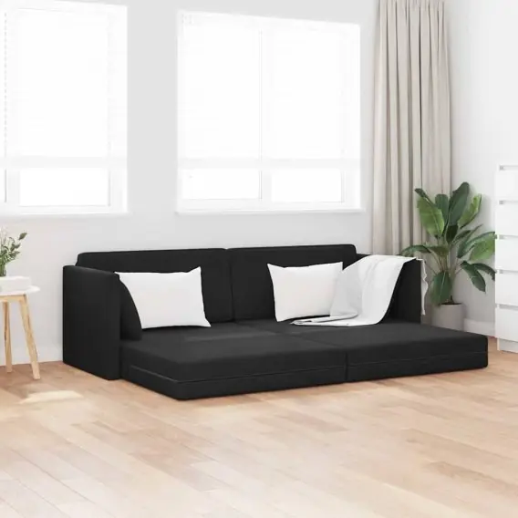 Taniej Sofa Łóżko 2 w 1 Czarna 213x144x60 cm Welur Lumarko! - Hurtownia wielobranżowa Lumarko