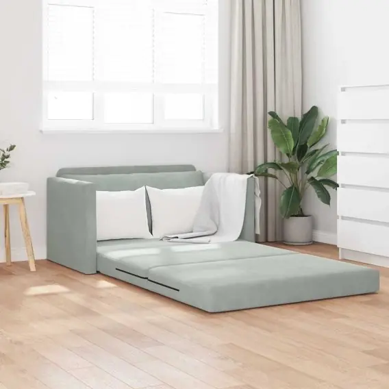 Sprawdź teraz Sofa łóżko 2-w-1 Jasnoszara 124x204x61 cm Velvet Lumarko! - Hurtownia wielobranżowa Lumarko