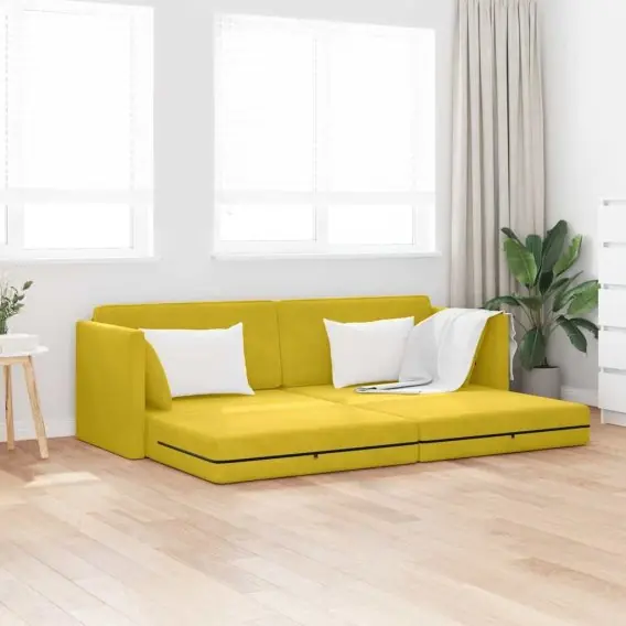Sofa na podłodze 2 w 1 Żółta 213x144x60 cm Welur Lumarko! - Hurtownia wielobranżowa Lumarko Bezpieczna płatność