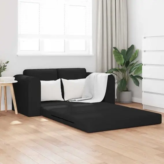 Sofa na podłodze z funkcją łóżka 2w1 Czarna 148x71x83 cm Tkanina Lumarko! - Hurtownia wielobranżowa Lumarko Nowość