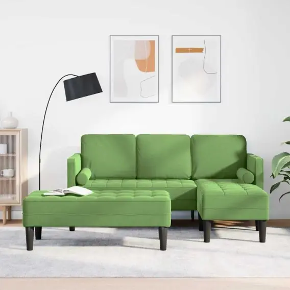 Kup online Sofa ogrodowa z ławką i poduszkami w kształcie L świetnego zielonego aksamitu Lumarko! - Hurtownia wielobranżowa Lumarko