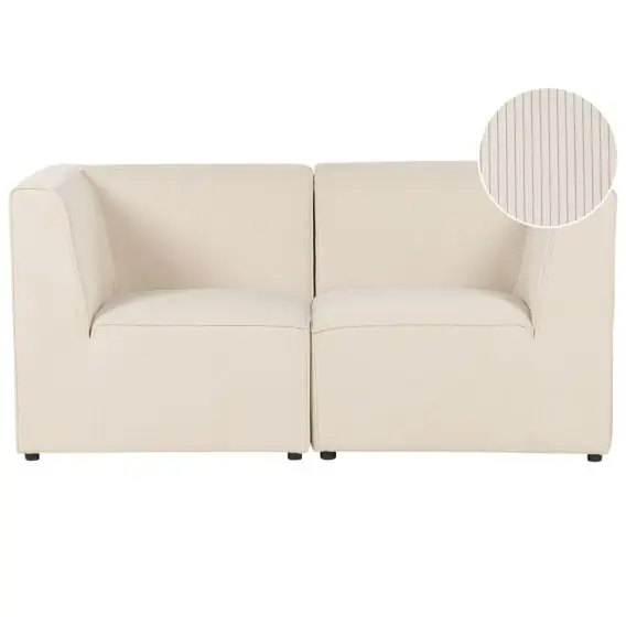 Sofa modułowa 2-osobowa sztruksowa beżowa LEMVIG Lumarko Premium