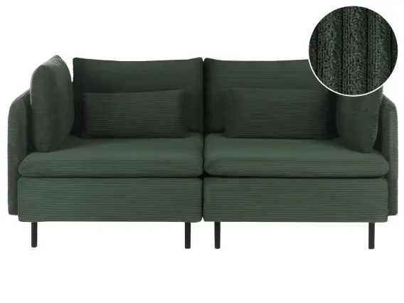 Tylko do końca tygodnia Sofa modułowa dla 2 osób EGERIS Ciemnozielony Sztruks - Hurtownia wielobranżowa Lumarko