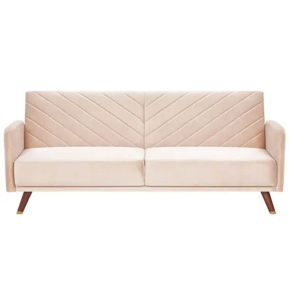 Wyjątkowa oferta Sofa rozkładana welurowa beżowa SENJA Lumarko