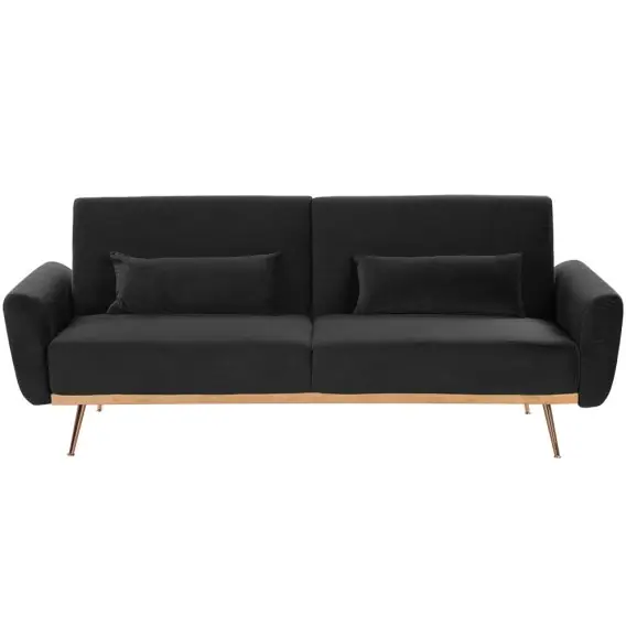 Super okazja Sofa rozkładana welurowa czarna EINA Lumarko