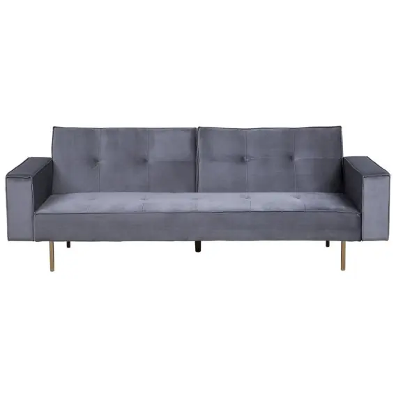 Kup online Sofa rozkładana welurowa szara VISNES Lumarko