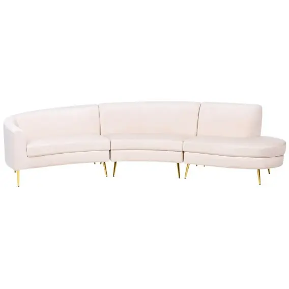 Nie przegap Sofa półokrągła 4-osobowa welurowa beżowa MOSS Lumarko