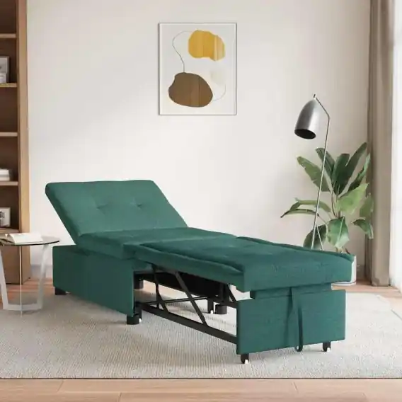 Sofa rozkładana 3 w 1 - wysuwany mechanizm w ciemnozielonej tkaninie Lumarko! - Hurtownia wielobranżowa Lumarko Bezpieczne zakupy