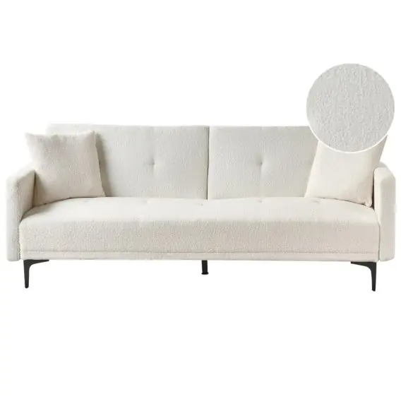 Sofa rozkładana boucle złamana biel LUCAN Lumarko Obniżka ceny