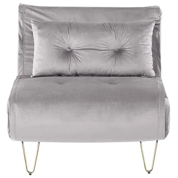 Oferta czasowa Sofa welurowa rozkładana szara VESTFOLD Lumarko
