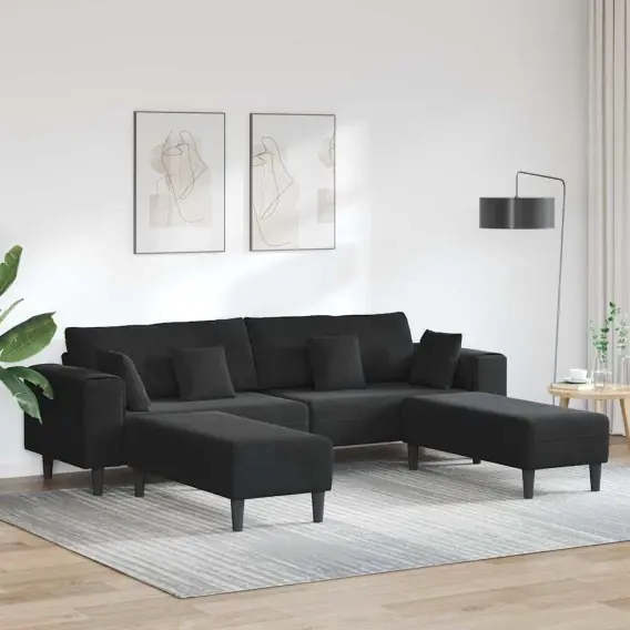 Premium Sofa welurowa z poduszką 3 pcs Czarny 208 cm Aksamit Lumarko! - Hurtownia wielobranżowa Lumarko