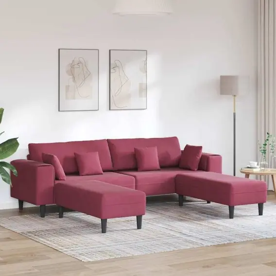 Sofa welurowa z poduszką 3 pcs Czerwone wino 208 cm Aksamit Lumarko! - Hurtownia wielobranżowa Lumarko Kup teraz