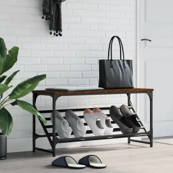 Stojak na buty, brązowy dąb, 90x30x45 cm Lumarko! - Hurtownia wielobranżowa Lumarko Szybka dostawa