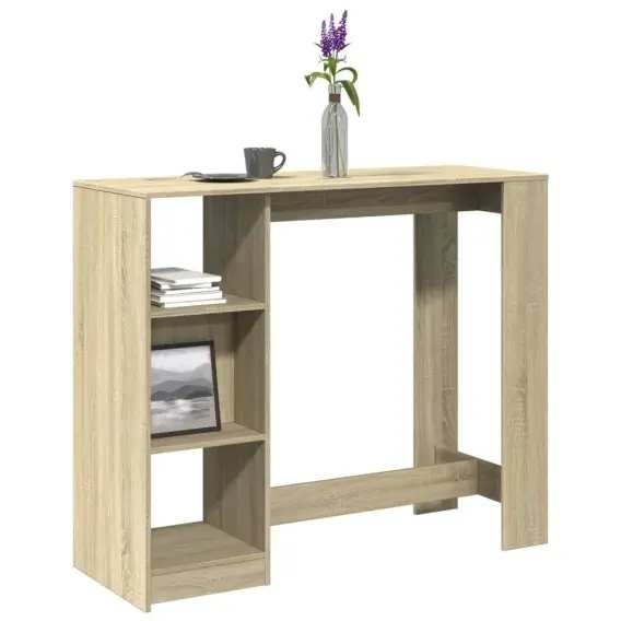 Łatwy zwrot Stolik barowy z regałem, dąb sonoma, 124x46x103,5 cm Lumarko! - Hurtownia wielobranżowa Lumarko