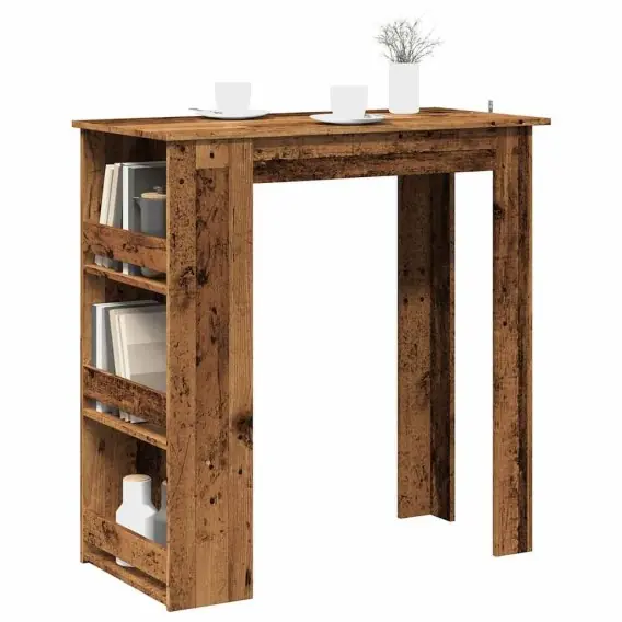 Wyprzedaż Stolik barowy ze schowkiem, stare drewno, 102x50x103,5 cm Lumarko! - Hurtownia wielobranżowa Lumarko