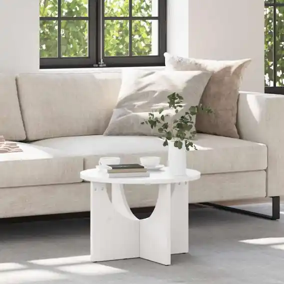 Stolik kawowy Biały 50 x 50 x 35 cm Lite drewno sosnowe Lumarko! - Hurtownia wielobranżowa Lumarko Najlepsza cena
