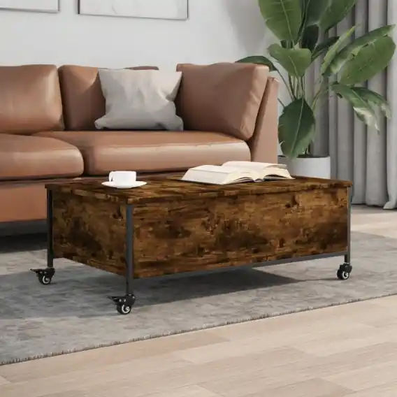 Popularny Stolik kawowy na kółkach, przydymiony dąb, 91x55x34 cm Lumarko! - Hurtownia wielobranżowa Lumarko