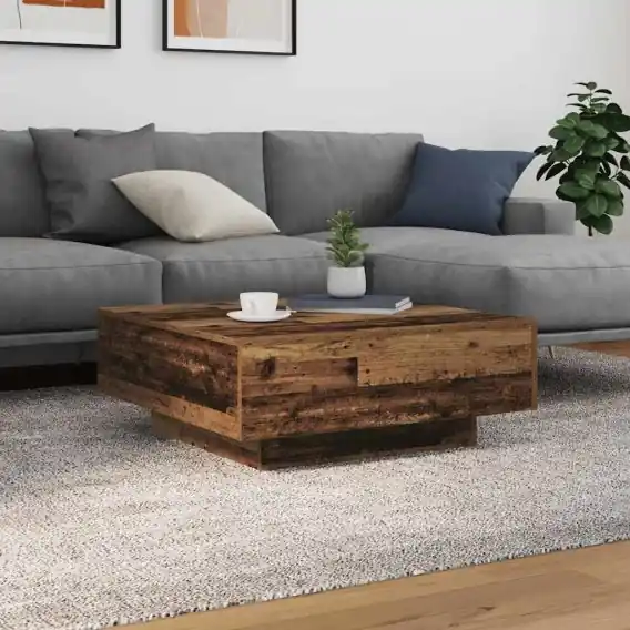 Do wyczerpania zapasów Stolik kawowy z lampkami LED Stare drewno 80x80x31 cm Lumarko! - Hurtownia wielobranżowa Lumarko