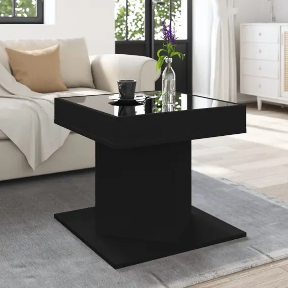 Wyprzedaż Stolik kawowy z LED czarny 50x50x45 cm, materiał drewnopochodny Lumarko! - Hurtownia wielobranżowa Lumarko
