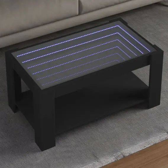 Stolik kawowy z LED czarny 93x53x45 cm, materiał drewnopochodny Lumarko! - Hurtownia wielobranżowa Lumarko Bestseller