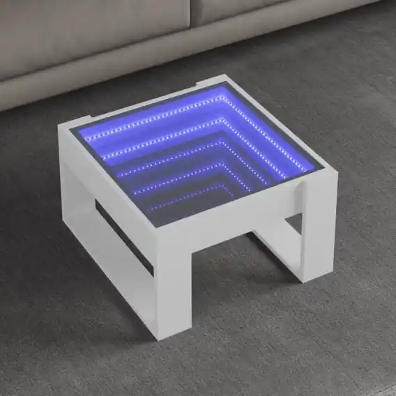 Ostatnie sztuki Stolik kawowy z LED Infinity, biały, 50x53x30 cm Lumarko! - Hurtownia wielobranżowa Lumarko