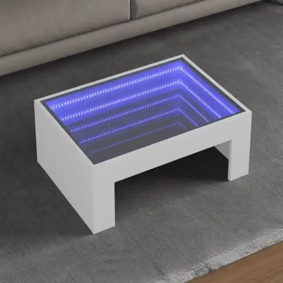 Najlepsza cena Stolik kawowy z LED Infinity, biały, 70x50x30 cm Lumarko! - Hurtownia wielobranżowa Lumarko