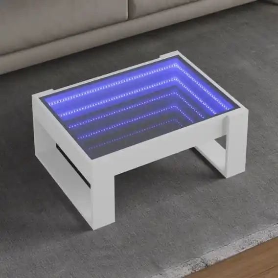 Stolik kawowy z LED Infinity, biały, 70x53x30 cm Lumarko! - Hurtownia wielobranżowa Lumarko Łatwy zwrot